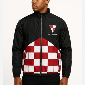 Jacob & John Wave Jacket Men's Black and Red Checkered Jacket XXL
